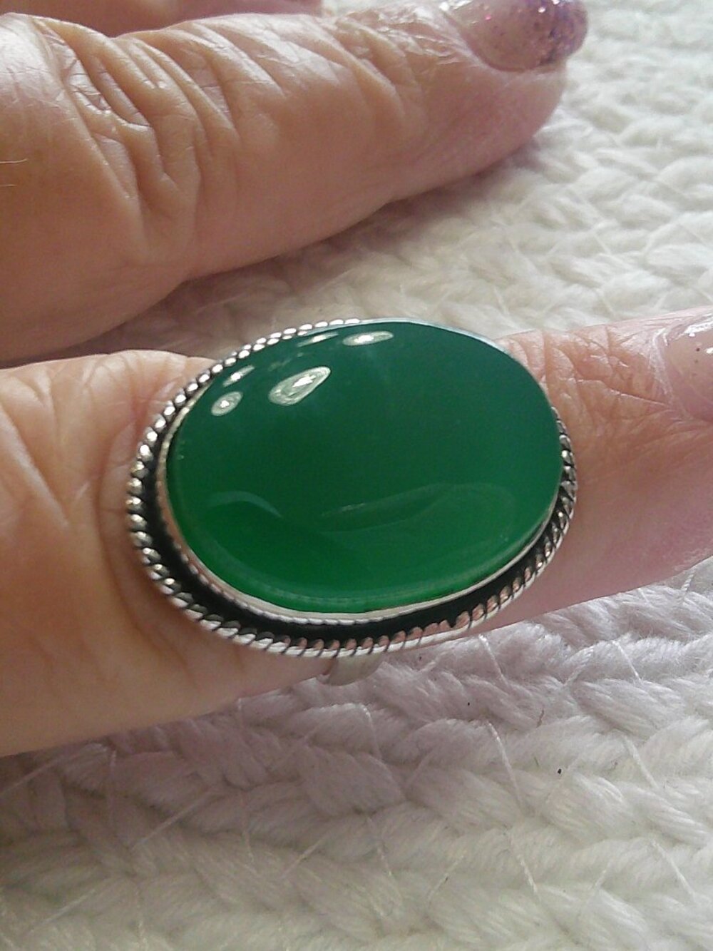 Stunning GREEN ONYX Handmade Sterling 925 Ring Size 8 #206F